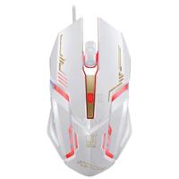 Chasing Leopard V17 USB 2400DPI vier-Speed verstelbare lijnpatroon bekabelde optische gaming muis met LED-adem licht lengte: 1.45 m (wit) - thumbnail