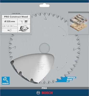Bosch Professional Cirkelzaagblad PRO Construct Wood | Ø 235 x 2,8 x 30mm 16T - 2608640636 Bosch Professional Cirkelzaagblad PRO Construct Wood | Ø 235 x 2,8 x 30mm 16T - 2608640636