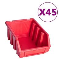 VidaXL 96-delige opslagbakkenset met wandpanelen rood en zwart - thumbnail