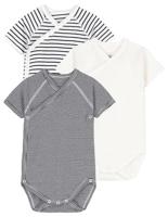 Set van 3 rompertjes PETIT BATEAU marineblauw - thumbnail