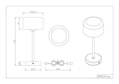 Tafellamp Jeff mat wit incl. 1x SMD 1,5W