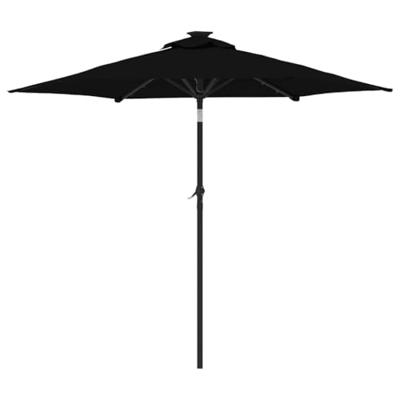 VidaXL Parasol met led&apos;s en stalen paal 225x225x212 cm zwart