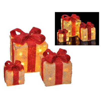 Set van 3 kerstdecoratie cadeautjes - geschenkdozen