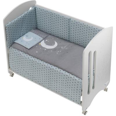 Interbaby ledikant met bedtextiel Lovely maan 125 x 93 cm aqua