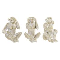 Decoratieve figuren Home ESPRIT Gouden Aap Tropisch 21 x 17 x 25 cm (3 Stuks) - thumbnail