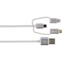 SKROSS | 2.700270 | Steel Line laad- en synchronisatiekabel - Micro USB en Lightning Connector en USB Type-C - 30 cm - thumbnail