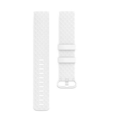 Fitbit Charge 3 & 4 siliconen diamant pattern bandje - Maat: Large - Wit - thumbnail