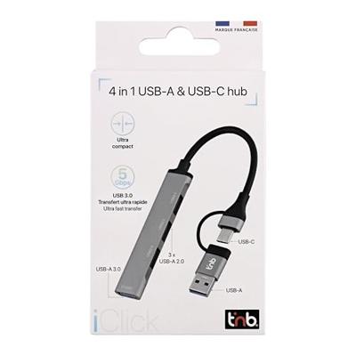 T'nb - Premium USB-A hub, sluit 4 USB-A accessoires tegelijkertijd aan met deze hub - Aluminium