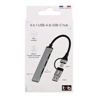 T'nb - Premium USB-A hub, sluit 4 USB-A accessoires tegelijkertijd aan met deze hub - Aluminium - thumbnail