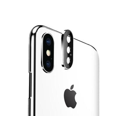 Titanium legering metalen camera lens beschermer gehard glas film voor iPhone XS Max (zilver)