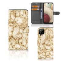 Samsung Galaxy A12 | Bookcase | Marmer Goud - thumbnail