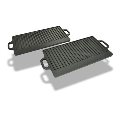 Grillplaat gietijzer dubbelzijdig 38x23 cm 2 st