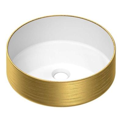 BRAUER Circle waskom - 36x36cm - rond - keramiek - hoogglans wit en goud WK-CC36ROHWGO