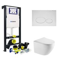 Toiletset Plieger Frame By Geberit met Mudo randloos Toilet Mat Wit en Softclose Zitting - thumbnail