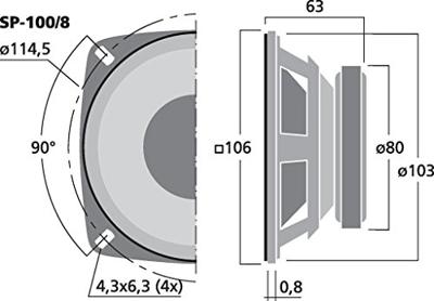 Monacor SP-100/8 4 inch 10.16 cm Woofer 30 W 8 Ω