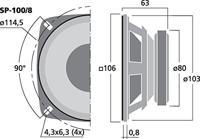 Monacor SP-100/8 4 inch 10.16 cm Woofer 30 W 8 Ω - thumbnail