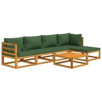 6-delige Loungeset met groene kussens massief hout - thumbnail