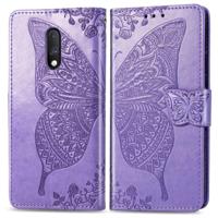 Butterfly Love bloemen reliëf horizontale Flip lederen case voor een plus 7 met houder & kaartsleuven & portemonnee & Lanyard (licht paars) - thumbnail