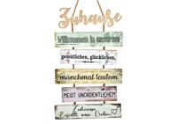 Wanddecoratie met spreuk van hout, kleurrijk (B/H/D) 32x53x1,5 cm - thumbnail