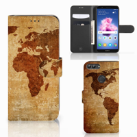 Huawei P Smart Flip Cover Wereldkaart - thumbnail
