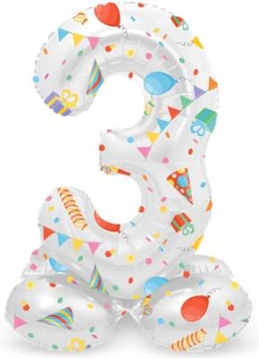 Folat BV Staande folieballon joyful party cijfer 3 -72cm