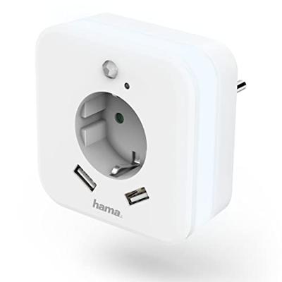 Hama Nachtverlichting + Stopcontact En USB 2,4A 2 Uitgangen Helderheidssensor Hama Nachtverlichting + Stopcontact En USB 2,4A 2 Uitgangen Helderheidssensor