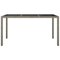 Tuintafel 150x90x75 cm gehard glas en poly rattan grijs - thumbnail