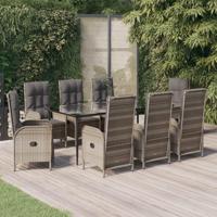9-delige Tuinset met kussens poly rattan zwart en grijs - thumbnail