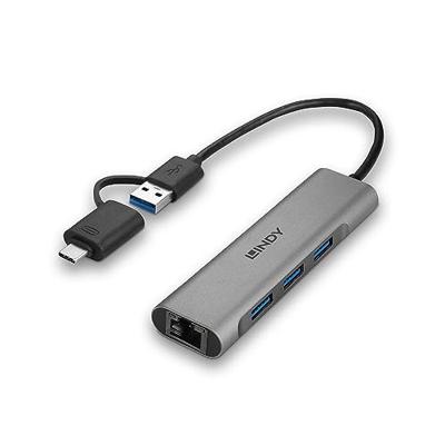 LINDY 43379 USB 3.2 Gen 1 Hub & Gigabit Ethernet Converter