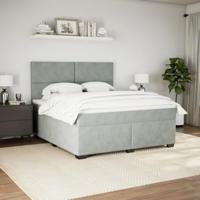 Boxspring met matras fluweel lichtgrijs 180x200 cm - thumbnail