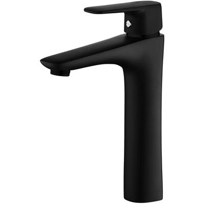 Verhoogde Mat Zwarte Wastafelmengkraan voor Waskommen - Rond Design - Leoni Drimbin
