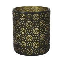 Countryfield theelichthouder hailey m zwart/goudkleurig 10 cm | 24 stuks - thumbnail