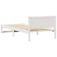 Bedframe met hoofdeinde Wit 100 x 200 cm Massief grenenhout - thumbnail
