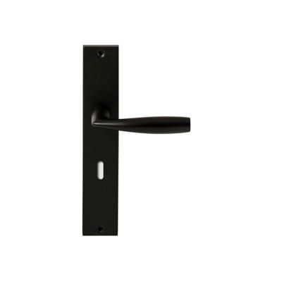 Hardbrass Deurkruk Naxos op rechthoekig langschild sleutelgat 72mm - zwart