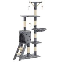 VidaXL Kattenkrabpaal met sisal krabpalen 138 cm pootafdrukken grijs - thumbnail