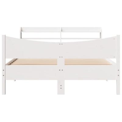Bedframe met hoofdbord massief grenenhout wit 120x200 cm
