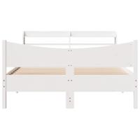 Bedframe met hoofdbord massief grenenhout wit 120x200 cm - thumbnail