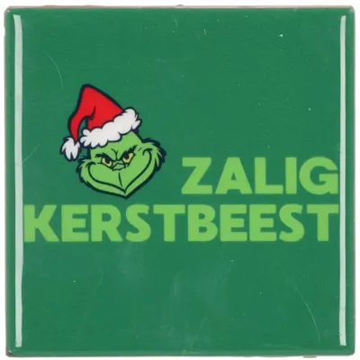 Daan Kromhout Design tegeltje keramiek zalig kerstbeest 10x10cm groen