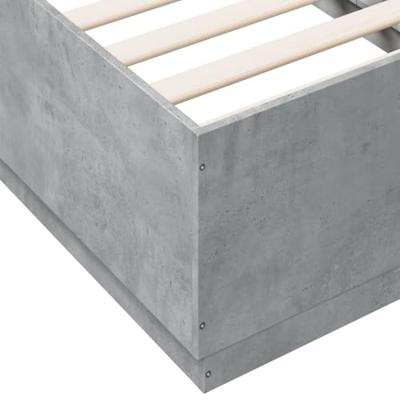 Bedframe met LED-verlichting bewerkt hout betongrijs 90x190 cm