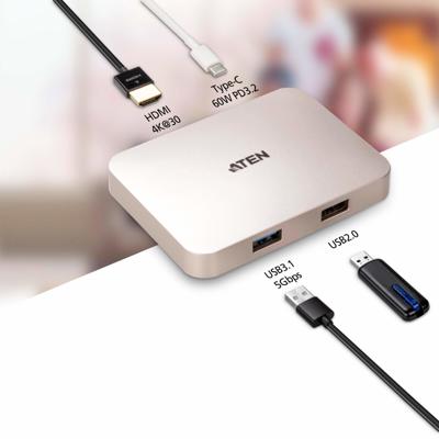 ATEN UH3235 USB-C 4K Ultra Mini Dock met Power Passthrough