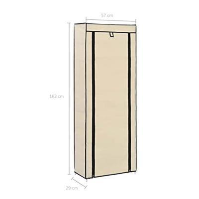 VidaXL Schoenenkast met hoes 57x29x162 cm stof crème VidaXL Schoenenkast met hoes 57x29x162 cm stof crème