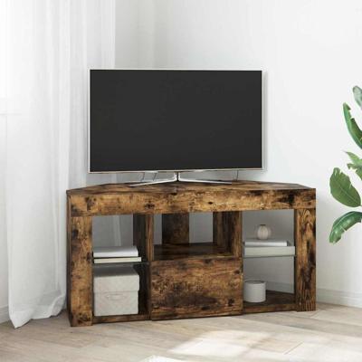 Hoek LED TV Kast Gerookt eiken 105 x 40 x 50 cm Bewerkt hout