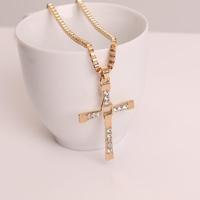 Kristallen Jezus Kruis hanger ketting voor mannen geschenk sieraden (goud) - thumbnail