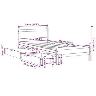 Bedframe zonder matras massief grenenhout wasbruin 160x200 cm