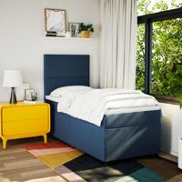 Boxspring met matras stof blauw 140x200 cm - thumbnail