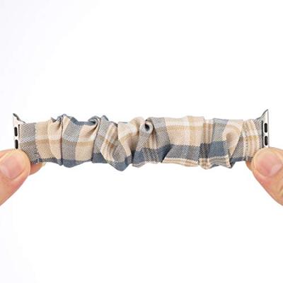 Elastisch scrunchie nylon bandje - Khaki / Donkerblauw - Geschikt voor Apple Watch 44mm / 45mm / 46mm / 49mm Elastisch scrunchie nylon bandje - Khaki / Donkerblauw - Geschikt voor Apple Watch 44mm / 45mm / 46mm / 49mm