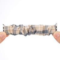 Elastisch scrunchie nylon bandje - Khaki / Donkerblauw - Geschikt voor Apple Watch 44mm / 45mm / 46mm / 49mm - thumbnail