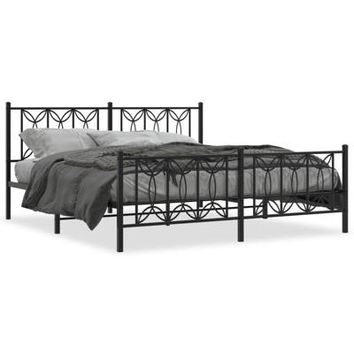 Bedframe met hoofd- en voeteneinde metaal zwart 183x213 cm Bedframe met hoofd- en voeteneinde metaal zwart 183x213 cm