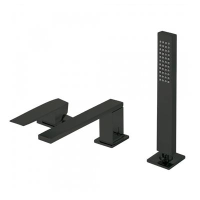 Badrand Mengkraan Tres Slim met Handdouche 18x6.2 cm Vierkant Mat Zwart Tres Badrand Mengkraan Tres Slim met Handdouche 18x6.2 cm Vierkant Mat Zwart Tres