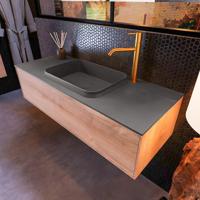 Badkamermeubelset Mondiaz Erin 120 cm met 1 Lade met RIDGE Wastafel Midden Dark grey met 1 kraangat Greeploos Mat Washed Oak - thumbnail